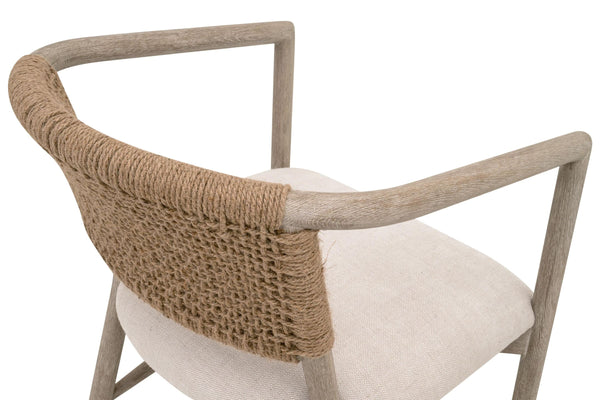 Essentials for Living Juxtaposition Accent Chair Oak Frame Linen Seat Handwoven Jute Back Living Room 6666.BISQ/NG