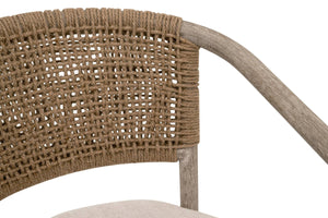 Essentials for Living Juxtaposition Accent Chair Oak Frame Linen Seat Handwoven Jute Back Living Room 6666.BISQ/NG