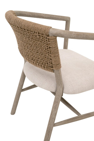 Essentials for Living Juxtaposition Accent Chair Oak Frame Linen Seat Handwoven Jute Back Living Room 6666.BISQ/NG