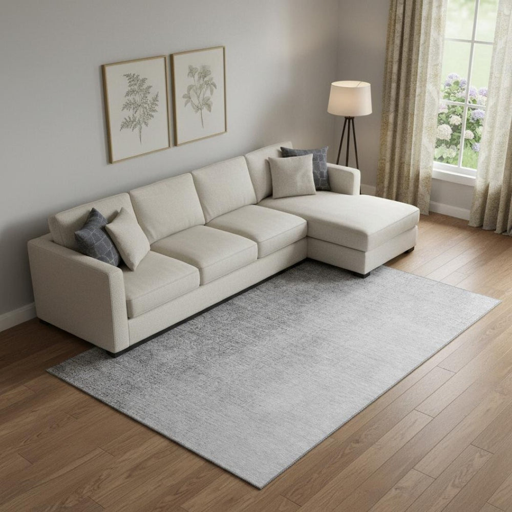 HomeRoots 8' X 10' Gray And Silver Ombre Area Rug - Washable, Durable, UV Protected for Modern Homes & Kids 666600