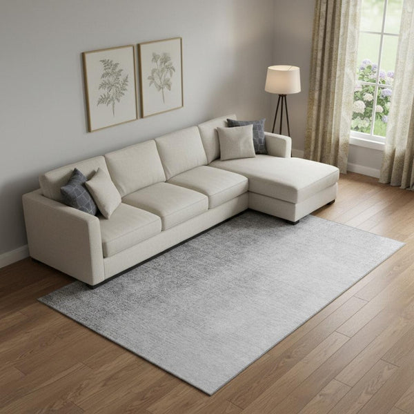 HomeRoots 8' X 10' Gray And Silver Ombre Area Rug - Washable, Durable, UV Protected for Modern Homes & Kids 666600