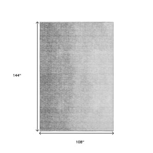 HomeRoots 9' X 12' Ombre Gray and Silver Washable Area Rug - UV Protected, Modern, Durable, and Stylish Home Accent 666601
