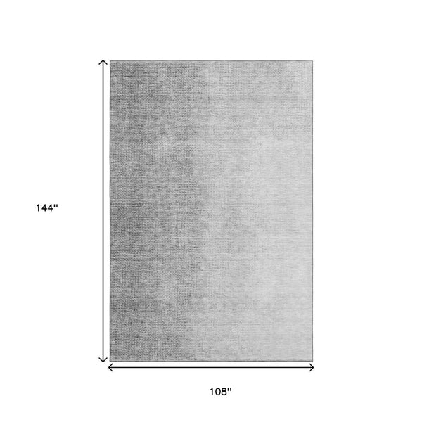 HomeRoots 9' X 12' Ombre Gray and Silver Washable Area Rug - UV Protected, Modern, Durable, and Stylish Home Accent 666601