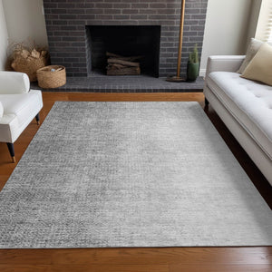HomeRoots 9' X 12' Ombre Gray and Silver Washable Area Rug - UV Protected, Modern, Durable, and Stylish Home Accent 666601