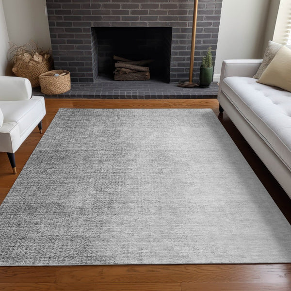 HomeRoots 9' X 12' Ombre Gray and Silver Washable Area Rug - UV Protected, Modern, Durable, and Stylish Home Accent 666601