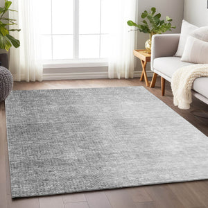 HomeRoots 9' X 12' Ombre Gray and Silver Washable Area Rug - UV Protected, Modern, Durable, and Stylish Home Accent 666601