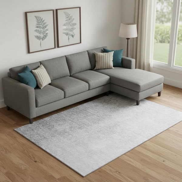 HomeRoots 10' X 14' Gray Ombre Area Rug - Washable, UV-Protected, Soft & Durable for Family-Friendly Spaces 666602
