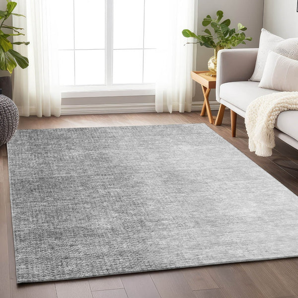HomeRoots 10' X 14' Gray Ombre Area Rug - Washable, UV-Protected, Soft & Durable for Family-Friendly Spaces 666602