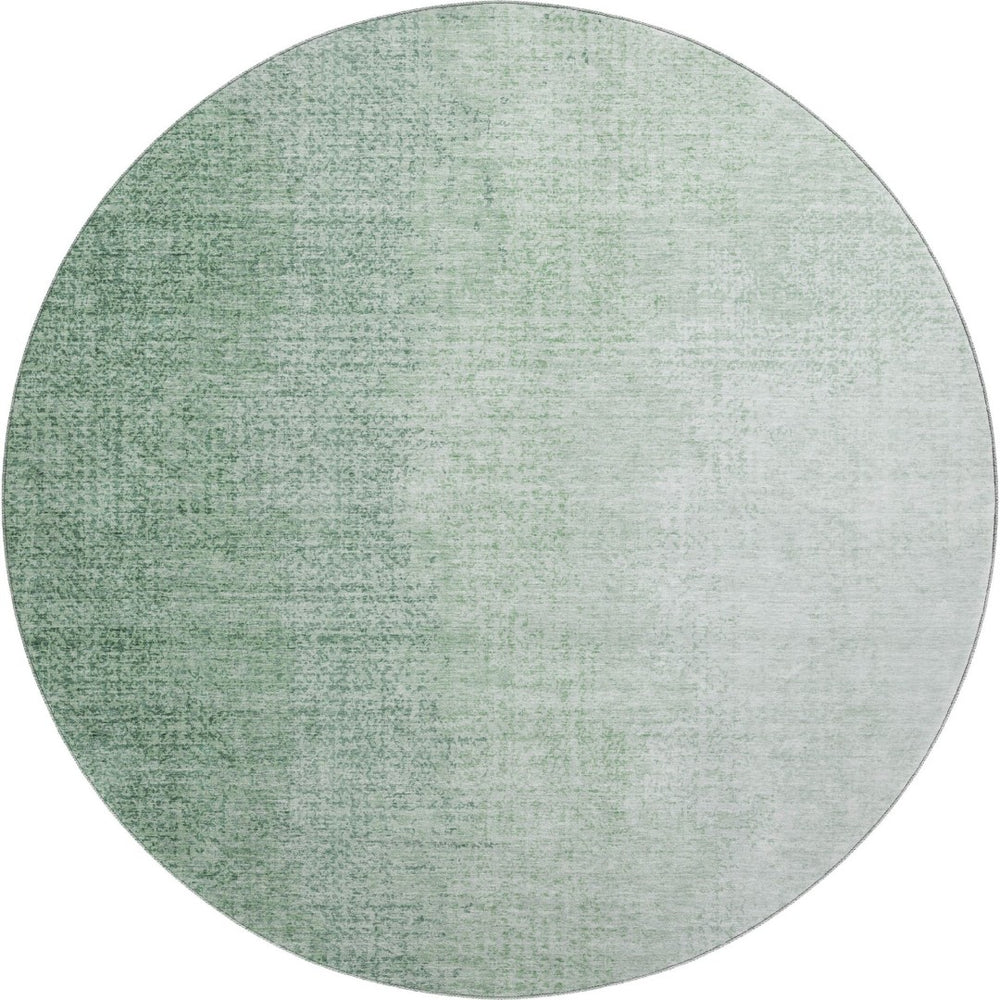 HomeRoots 8' Green and Ivory Ombre Round Rug - Stylish, Washable, UV-Protected, Perfect for Busy Homes! 666605