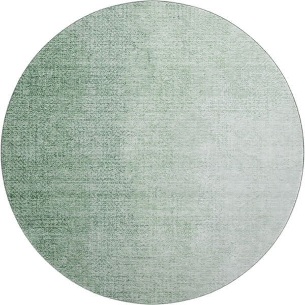 HomeRoots 8' Green and Ivory Ombre Round Rug - Stylish, Washable, UV-Protected, Perfect for Busy Homes! 666605