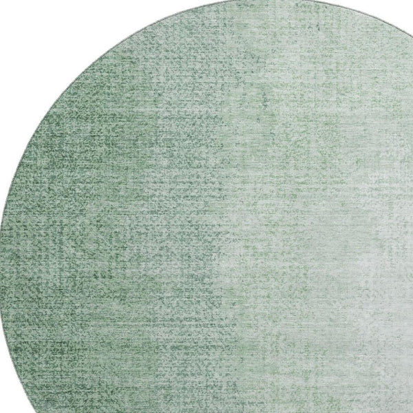 HomeRoots 8' Green and Ivory Ombre Round Rug - Stylish, Washable, UV-Protected, Perfect for Busy Homes! 666605