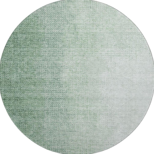 HomeRoots 8' Green and Ivory Ombre Round Rug - Stylish, Washable, UV-Protected, Perfect for Busy Homes! 666605