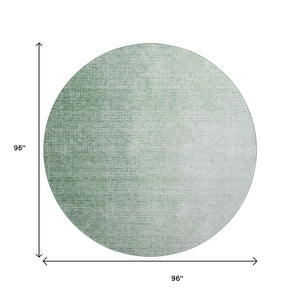 HomeRoots 8' Green and Ivory Ombre Round Rug - Stylish, Washable, UV-Protected, Perfect for Busy Homes! 666605