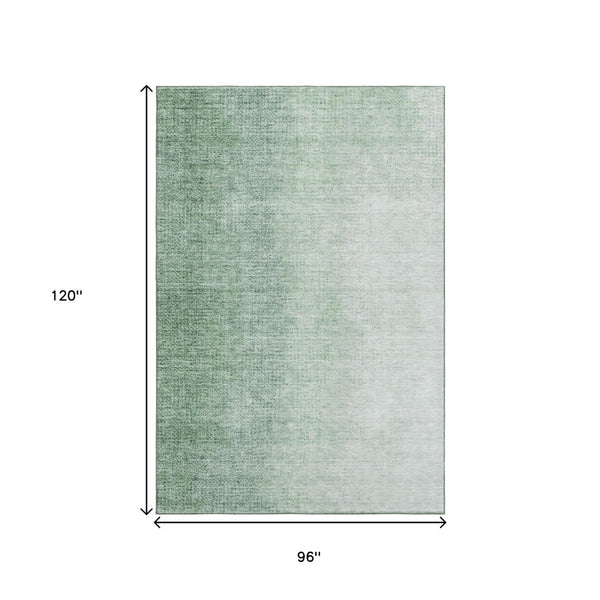 HomeRoots 8' X 10' Green to Ivory Ombre Washable Area Rug - Stain Resistant, UV Protection, Modern Design! 666606