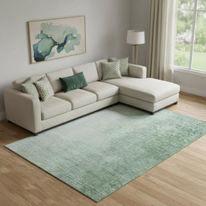 HomeRoots 8' X 10' Green to Ivory Ombre Washable Area Rug - Stain Resistant, UV Protection, Modern Design! 666606