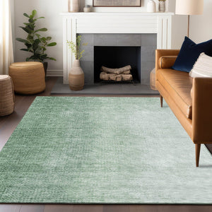 HomeRoots 8' X 10' Green to Ivory Ombre Washable Area Rug - Stain Resistant, UV Protection, Modern Design! 666606