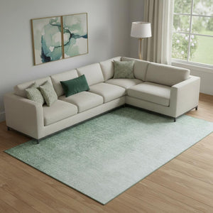 HomeRoots 9' X 12' Green and Ivory Ombre Area Rug - Washable, UV Protected, Stylish, Stain Resistant Design 666607