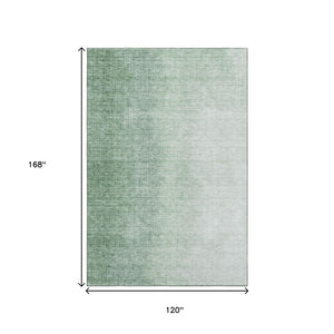 HomeRoots 10' X 14' Green Ombre Area Rug - Washable, UV Protected, Stylish & Durable for High-Traffic Spaces 666608