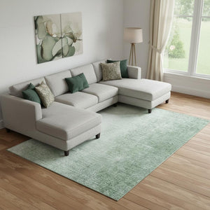 HomeRoots 10' X 14' Green Ombre Area Rug - Washable, UV Protected, Stylish & Durable for High-Traffic Spaces 666608
