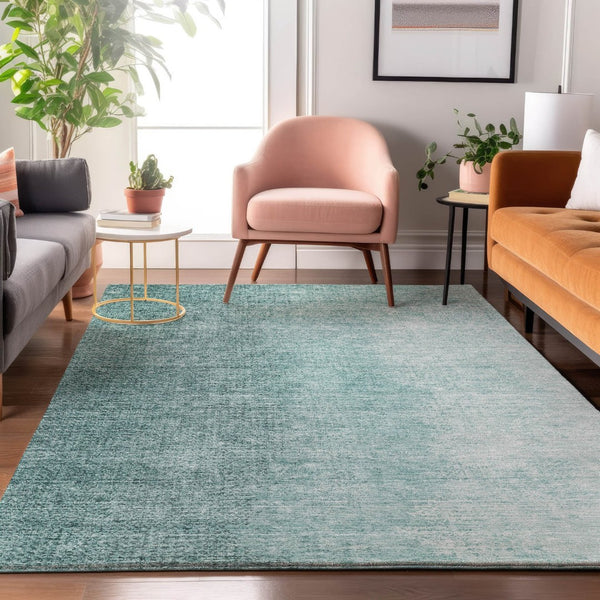 HomeRoots 5' X 8' Teal Ombre Area Rug - Modern, Washable, Stain-Resistant with UV Protection for Every Space 666610