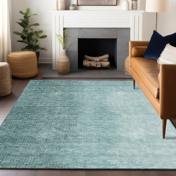 HomeRoots 5' X 8' Teal Ombre Area Rug - Modern, Washable, Stain-Resistant with UV Protection for Every Space 666610