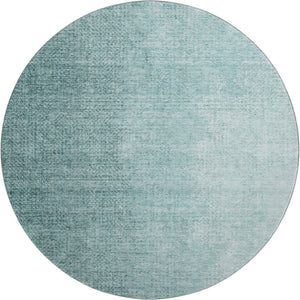 HomeRoots 8' Stylish Teal to Ivory Ombre Round Rug - Washable, UV-Protected, Family-Friendly Design for Any Room 666611
