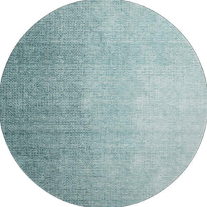 HomeRoots 8' Stylish Teal to Ivory Ombre Round Rug - Washable, UV-Protected, Family-Friendly Design for Any Room 666611