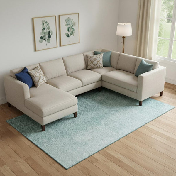 HomeRoots 9' X 12' Teal Ombre Area Rug - Soft, Washable, UV Protected, Perfect for Living Rooms & Dining Spaces 666613
