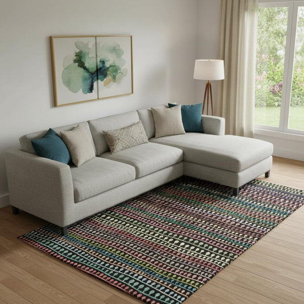 HomeRoots 8' X 10' Bold Striped Washable Area Rug - UV Protected, Stain Resistant, Perfect for Any Space! 666618