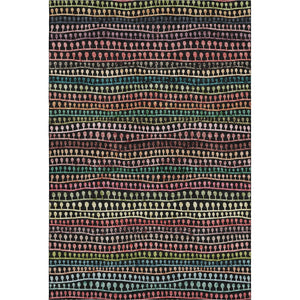 HomeRoots 9' X 12' Striped Area Rug in Black, Green, Red - Washable, UV Protected & Stain Resistant Design! 666619