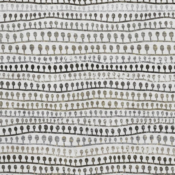 HomeRoots 5' X 8' Elegant Ivory Brown Gray Striped Area Rug - Washable, UV-Protected & Stain-Resistant Design 666622