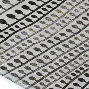 HomeRoots 5' X 8' Elegant Ivory Brown Gray Striped Area Rug - Washable, UV-Protected & Stain-Resistant Design 666622