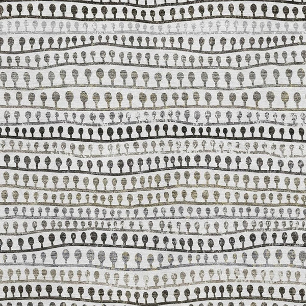 HomeRoots 8' X 10' Striped Ivory Brown Gray Washable Area Rug with UV Protection for Family Spaces & Durability 666624