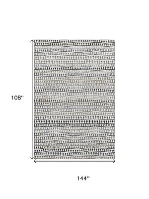 HomeRoots 9' X 12' Striped Area Rug in Ivory, Brown & Gray – Durable, Washable with UV Protection for Homes! 666625