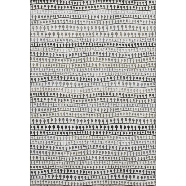 HomeRoots 9' X 12' Striped Area Rug in Ivory, Brown & Gray – Durable, Washable with UV Protection for Homes! 666625