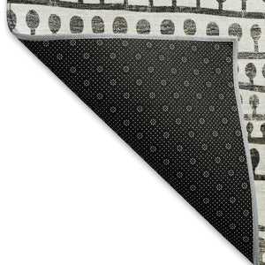HomeRoots 9' X 12' Striped Area Rug in Ivory, Brown & Gray – Durable, Washable with UV Protection for Homes! 666625