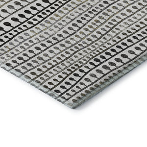 HomeRoots 9' X 12' Striped Area Rug in Ivory, Brown & Gray – Durable, Washable with UV Protection for Homes! 666625