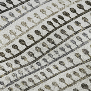 HomeRoots 9' X 12' Striped Area Rug in Ivory, Brown & Gray – Durable, Washable with UV Protection for Homes! 666625