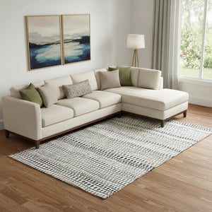 HomeRoots 9' X 12' Striped Area Rug in Ivory, Brown & Gray – Durable, Washable with UV Protection for Homes! 666625