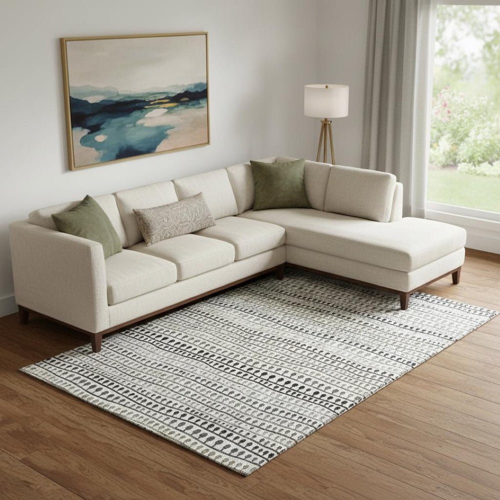 HomeRoots 10' Striped Ivory, Brown & Gray Washable Area Rug - Durable, Stain-Resistant, UV-Protected Design 666626