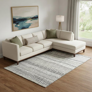 HomeRoots 10' Striped Ivory, Brown & Gray Washable Area Rug - Durable, Stain-Resistant, UV-Protected Design 666626