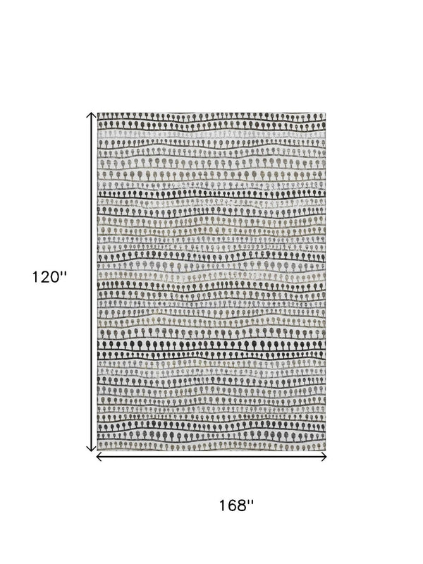 HomeRoots 10' Striped Ivory, Brown & Gray Washable Area Rug - Durable, Stain-Resistant, UV-Protected Design 666626