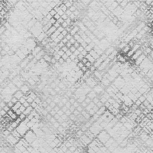 HomeRoots 5' X 8' Gray And Silver Abstract Geometric Area Rug - Washable, UV-Protected, Modern Elegance! 666640