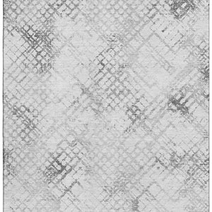 HomeRoots 8' X 10' Gray & Silver Abstract Geometric Area Rug - Washable, Stain Resistant, UV Protected Elegance 666642