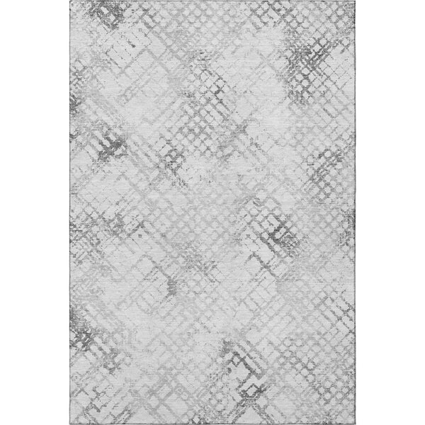 HomeRoots 8' X 10' Gray & Silver Abstract Geometric Area Rug - Washable, Stain Resistant, UV Protected Elegance 666642