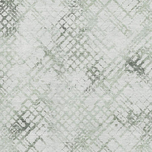HomeRoots 5' X 8' Green and Ivory Washable Area Rug - Stylish Geometric Design with UV Protection & Stain Resistance 666646