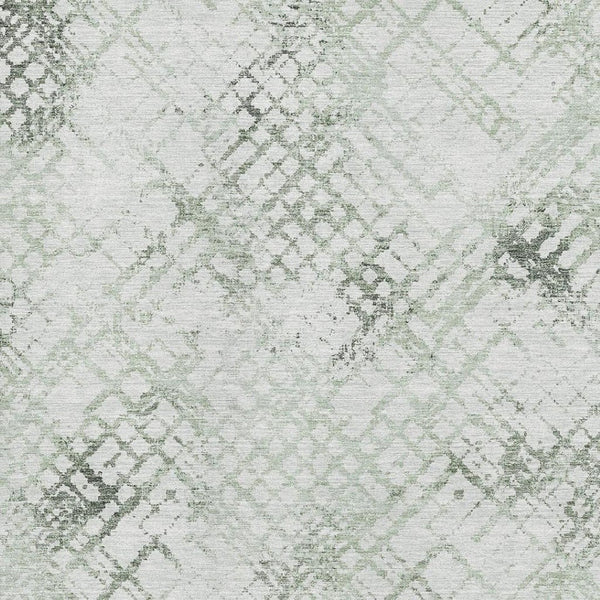 HomeRoots 5' X 8' Green and Ivory Washable Area Rug - Stylish Geometric Design with UV Protection & Stain Resistance 666646