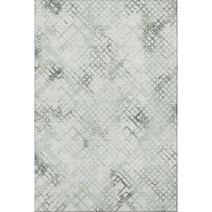 HomeRoots 8' X 10' Green and Ivory Washable Area Rug - Stylish Geometric Design with UV Protection for Homes 666648