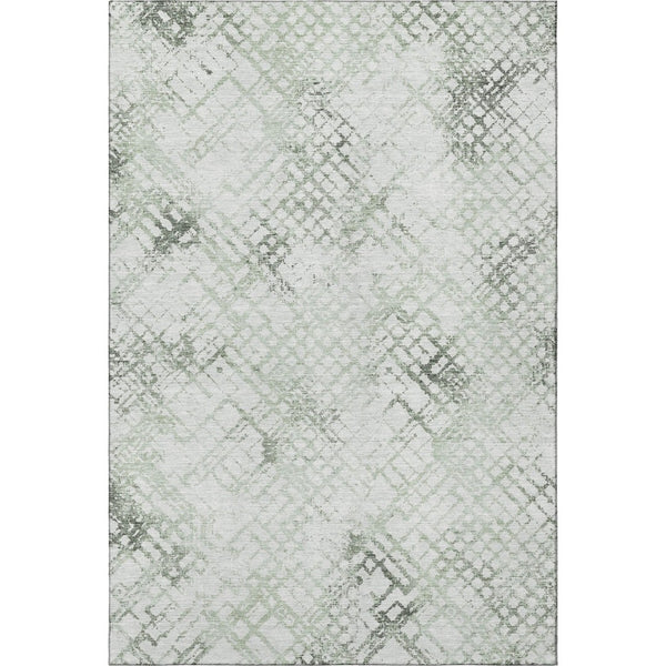 HomeRoots 9' X 12' Stylish Green and Ivory Abstract Area Rug - Washable, UV Protected, and Perfect for Families! 666649