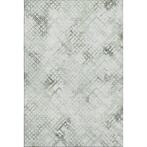 HomeRoots 10' Green and Ivory Abstract Geometric Washable Area Rug with UV Protection for High-Traffic Spaces 666650